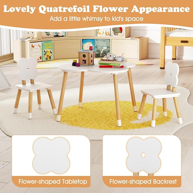 Costzon Kids Table and Chairs, Wooden Toddler Desk Set