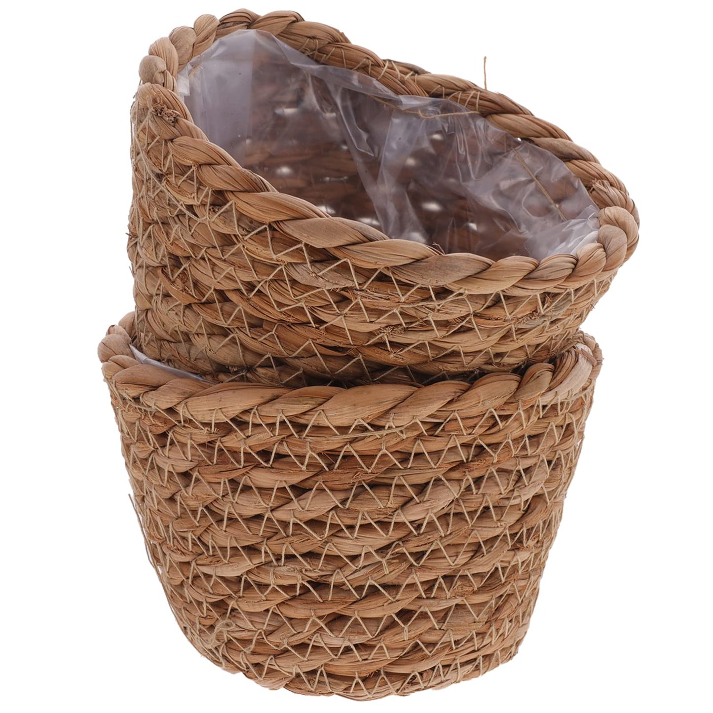 Alipis Wicker Planter: 5.1" Seagrass Plant Basket Indoor - Hand-Woven Planter Basket with Liner for Houseplants, Succulents & Boho Farmhouse Decor 2-Pack