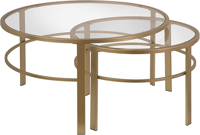 Henn&Hart Round Nested Coffee Table in Brass, Coffee Table coffee tables