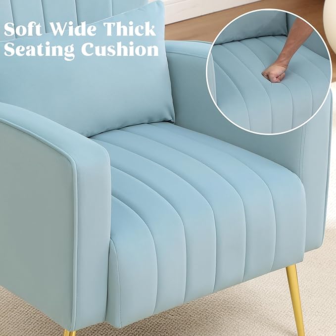 Modern Accent Chairs Set of 2 Upholstered Living Room Chairs, High Back Arm