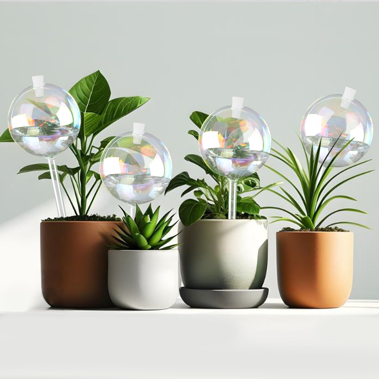 Vividaire 13oz Up to 2 Weeks Large Plant Watering Globes - Self Watering Bulbs and Planter Insert for Indoor & Outdoor Plants, Glass Water Globes Automatic While Away (4 Pack)
