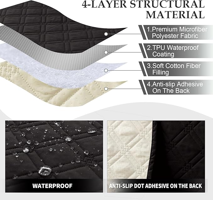 Genina L Shape Couch Cover, Sectional Couch Chaise Covers, Waterproof Washable
