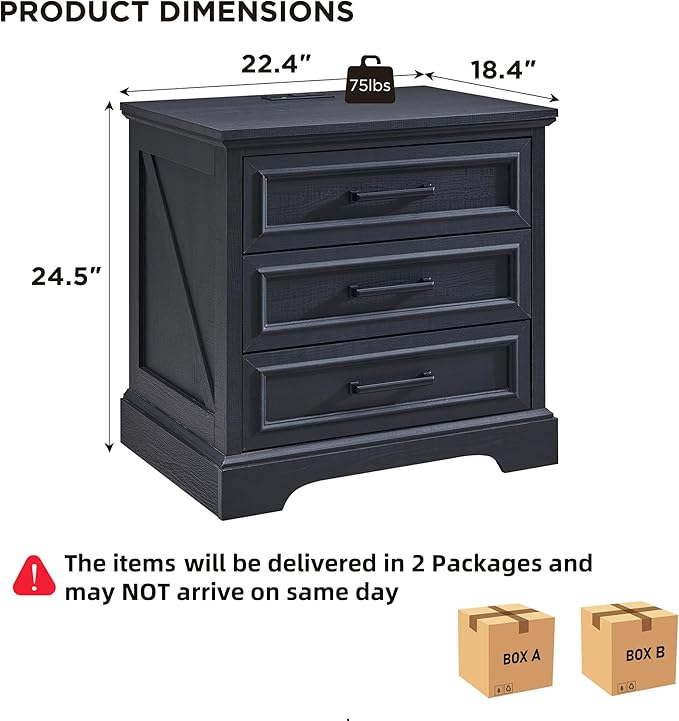 ACCOHOHO Farmhouse Nightstands Set of 2, 22 Inch Wide End Table