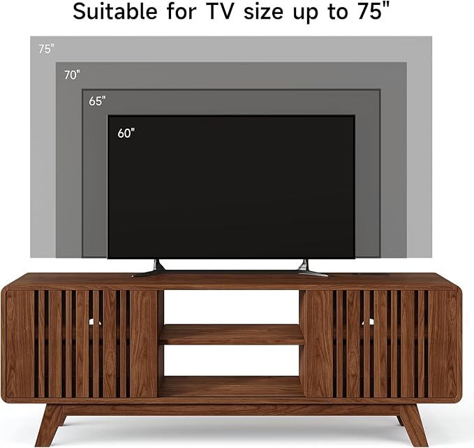 ONBRILL 63-Inch TV Stand for TVs up to 75 Inch, Mid-Century Modern Television