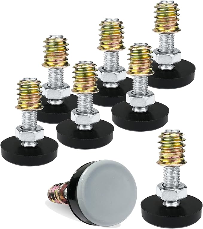 1/4" Thread Leveling Feet PTFE Bottom, Adjustable Furniture Feet Threaded Screw