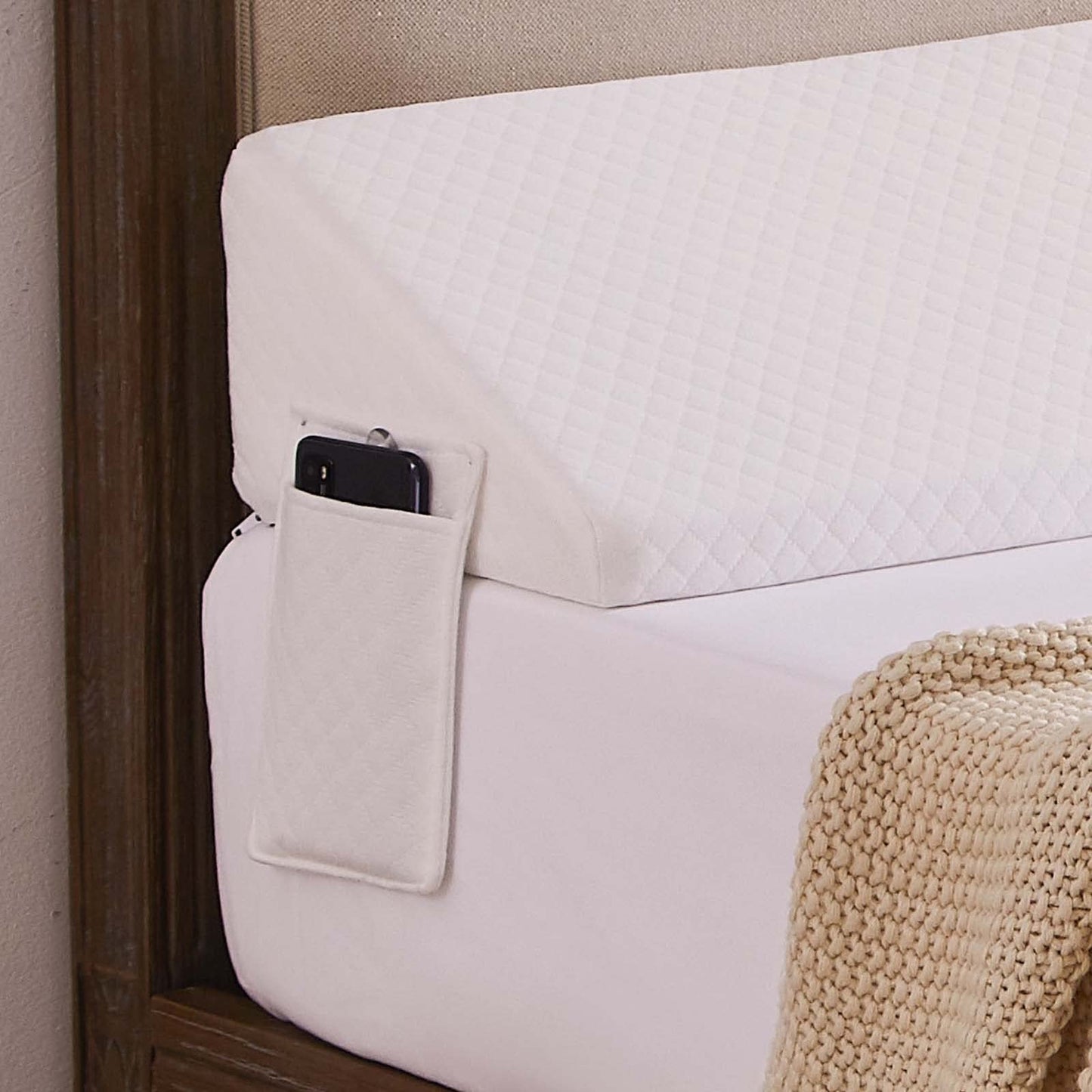 Homemate King Size（76"x10"x6"） Bed Wedge Pillow for Headboard - Bed Gap Filler(0-8") - Triangle Bloster Pillow Wedge - White