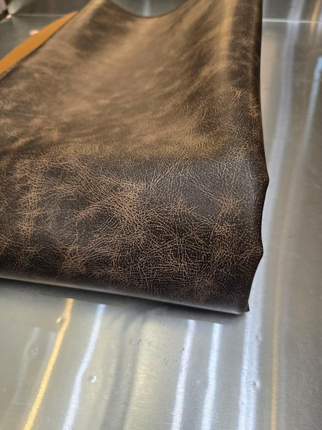 Brown Vintage Distressed Soft Faux Leather Fabric PU Peta Approved Vegan