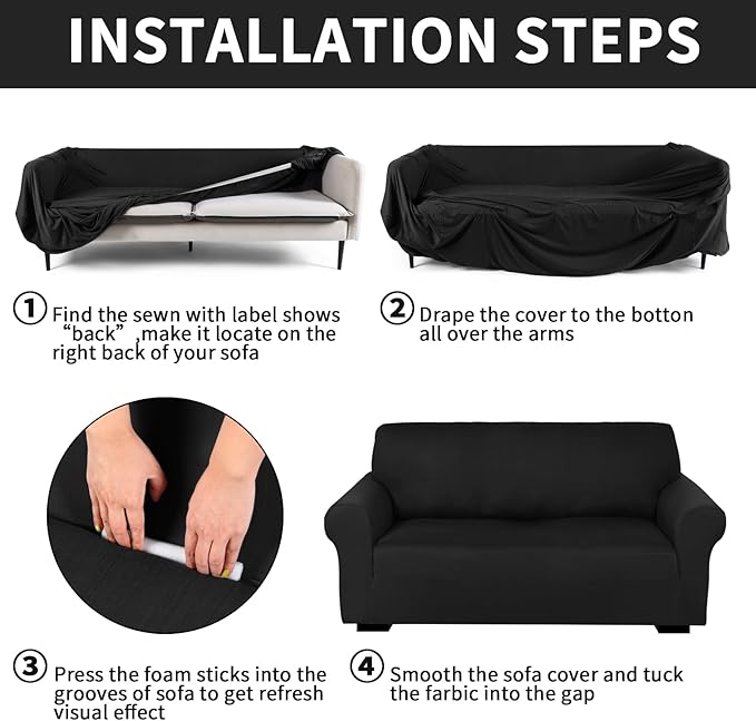 Peryiter 3 Pcs Couch and Loveseat Covers Set Sofa Cover