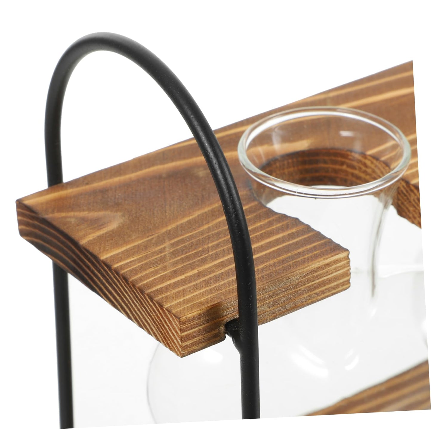 JOINPAYA 1Set Heart-Shaped Glass Plant Terrarium with Wooden Stand Hydroponic Vase for Indoor Water Plants Air Plants Desktop Container for Home Office Decor