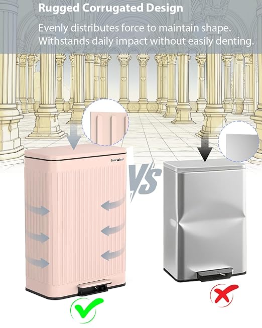 Lovewind Kitchen Trash Can, 18.5 Gallon / 70L Large Kitchen Garbage Can with Soft Close Lid – Pet Resistant, Removable Inner Bucket, Stainless Steel Trash Bin Perfect for Big Families, Pink