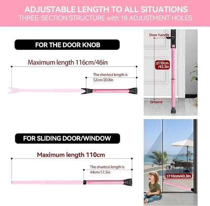 AceMining Upgraded Door Security Bar & Sliding Patio Bar, Heavy Duty Stoppers Adjustable Jammer for Home, Apartment, Travel (1 Pack,Pink)