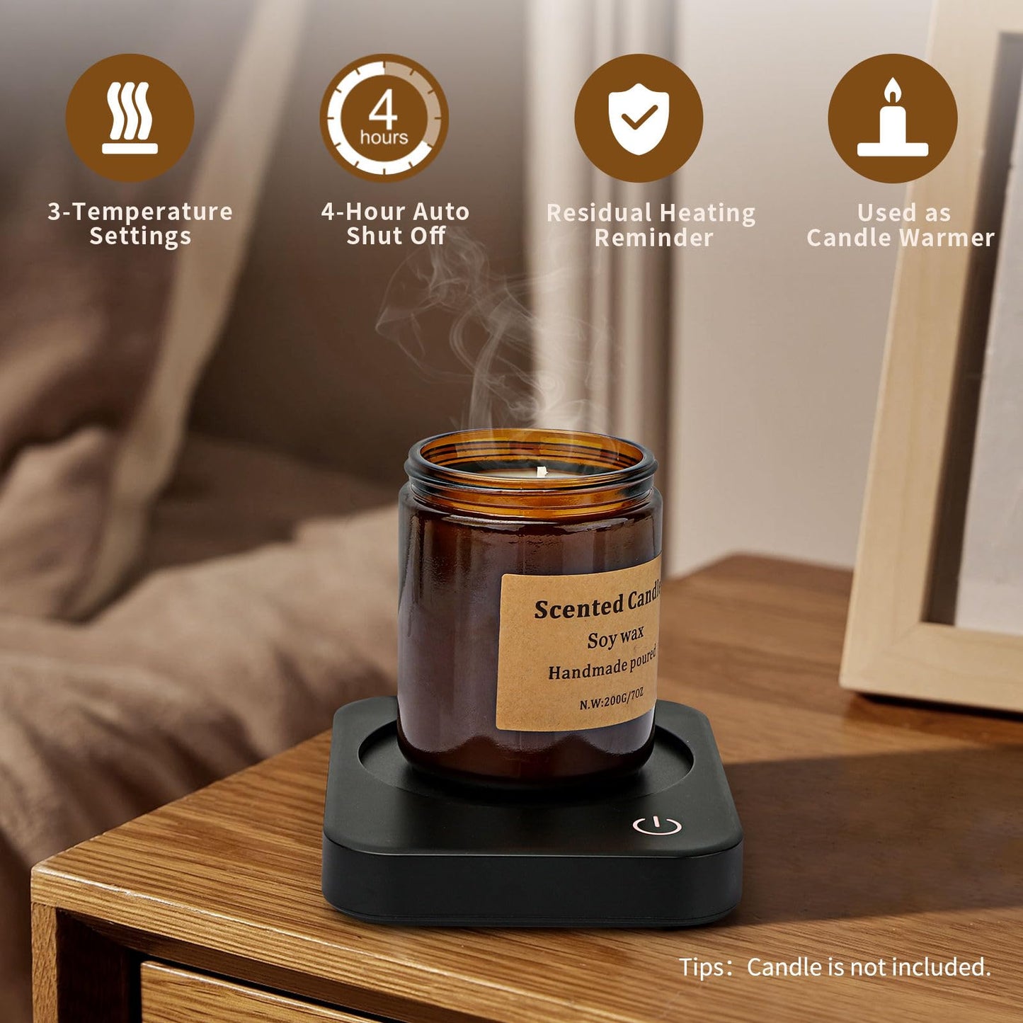VOBAGA Coffee Mug Warmer for Desk with Auto Shut Off & 3-Temp Settings, Coffee Cup Warmer with Smart Safety Alert Home Office Accessory, Perfect for Coffee, Tea, Milk (No Mug)