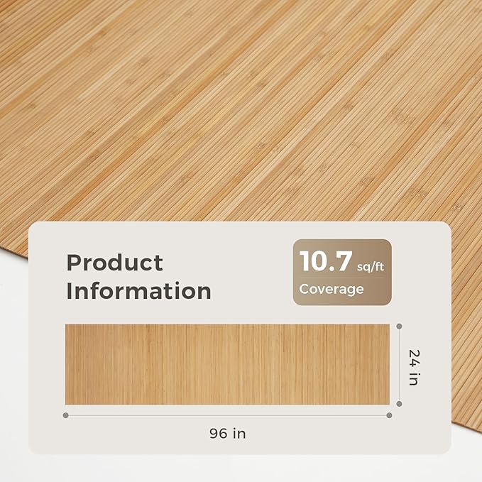 OUZUGIE 1 Pack 96x24 Inch Natural Bamboo Wall Panel – Yellow Burned Pole Wrap