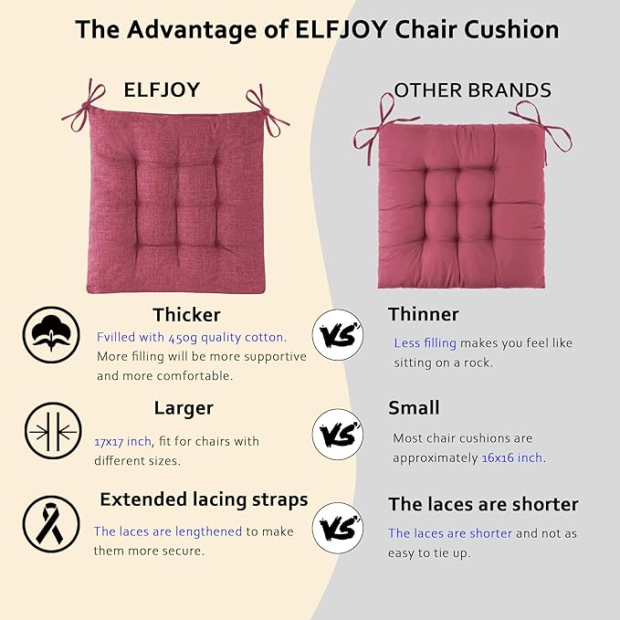 ELFJOY Rocking Chair Cushion Large Rocking Chair Pads