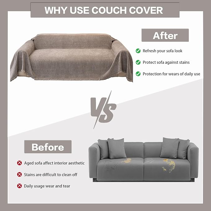 DREAMINGO Chenille Sofa Cover Washable Pet Couch Protector Cover Textured Couch
