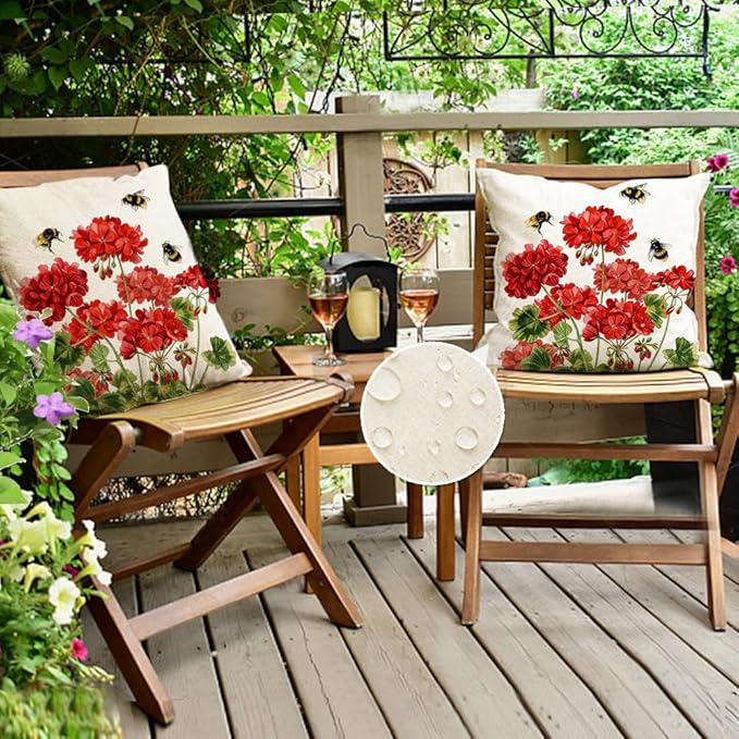 RABUSOFA Spring Summer Outdoor Pillow Covers 20x20 Inch Waterproof