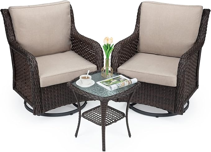 Towallmark Outdoor Swivel Wicker Glider Patio Chairs