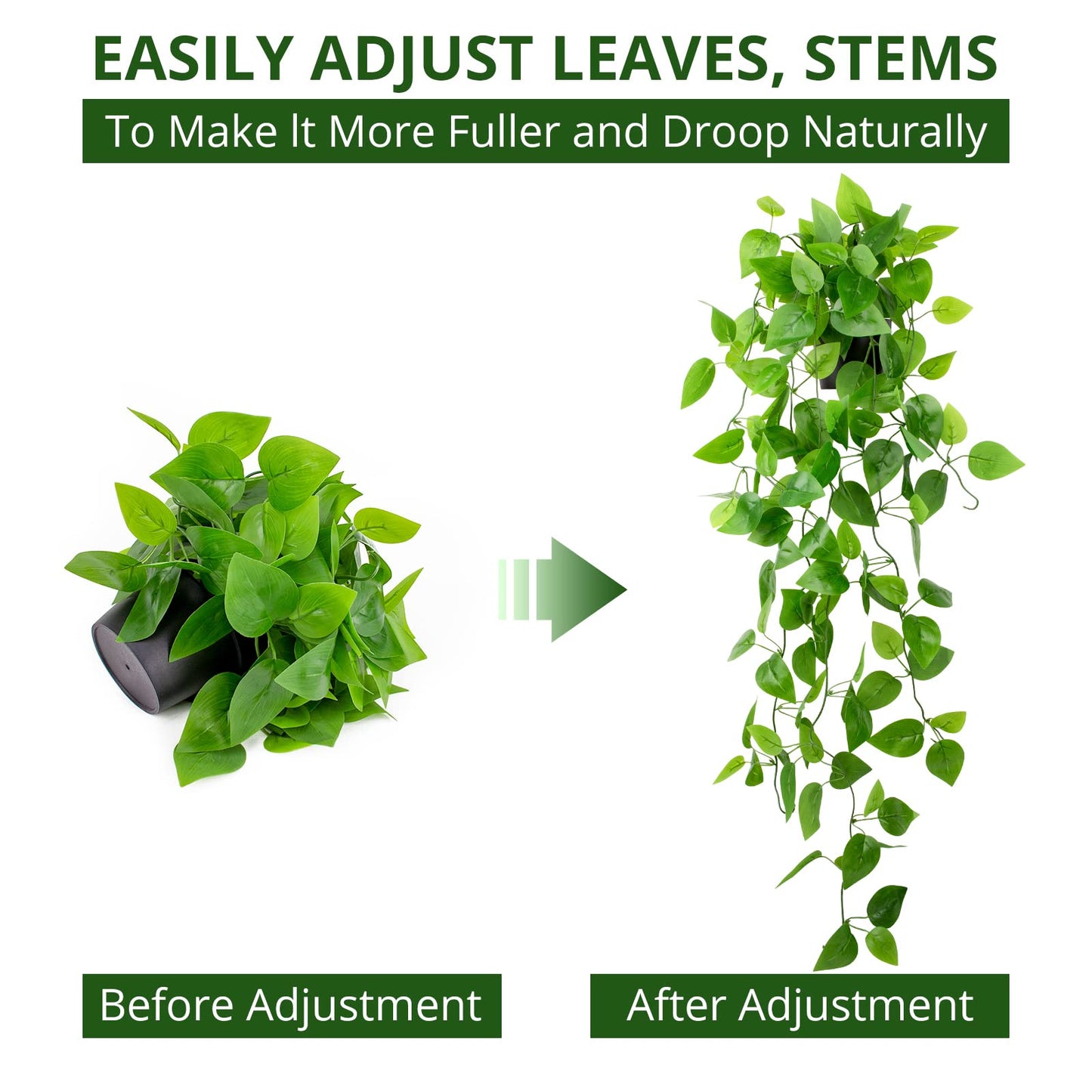 LOYWREE 3 Pack Small Artificial Hanging Plants with Faux Ivy Vine and Hanging Pothos 39Inch Fake Plant Realistic Greenery for Shelf Decor in Home, Office, Indoor & Outdoor Gardens