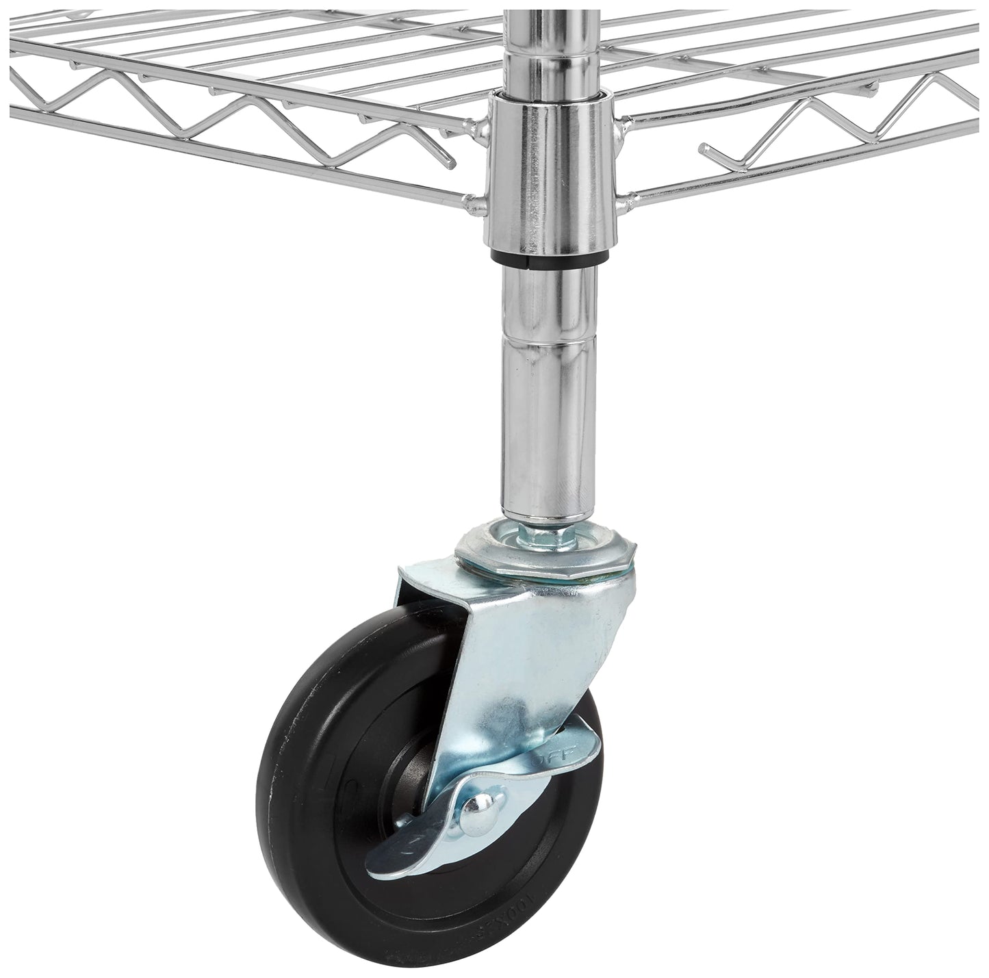 Amazon Basics 5-Shelf Adjustable, Heavy Duty Storage Shelving Unit on 4" Wheel Casters, Easy to Move Portable Wire Shelving, No Tools Needed for Easy Assembly, 30" x 14" x 64.8", Chrome
