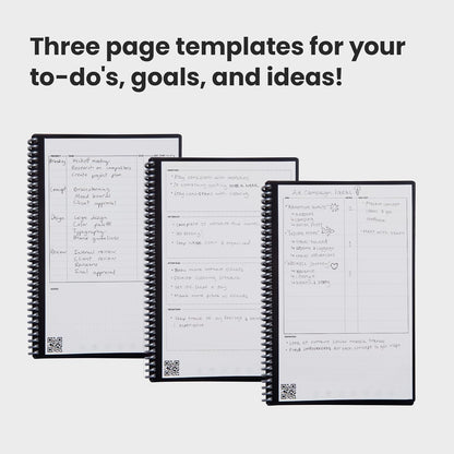 Rocketbook Fusion Smart Wiederverwendbares Notizbuch, To-Do-Listen & Notizvorlagen-Seiten | 1 Pilot Frixion Stift & 1 Mikrofasertuch, Executive - Rot