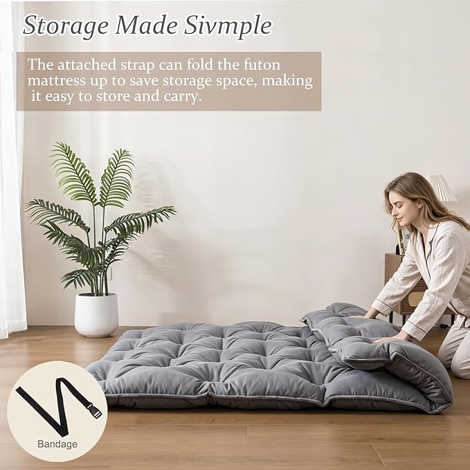 SHOUREN Japanese Futon Mattress Floor Mattress 3" Tatami Mat, Shredded Memory
