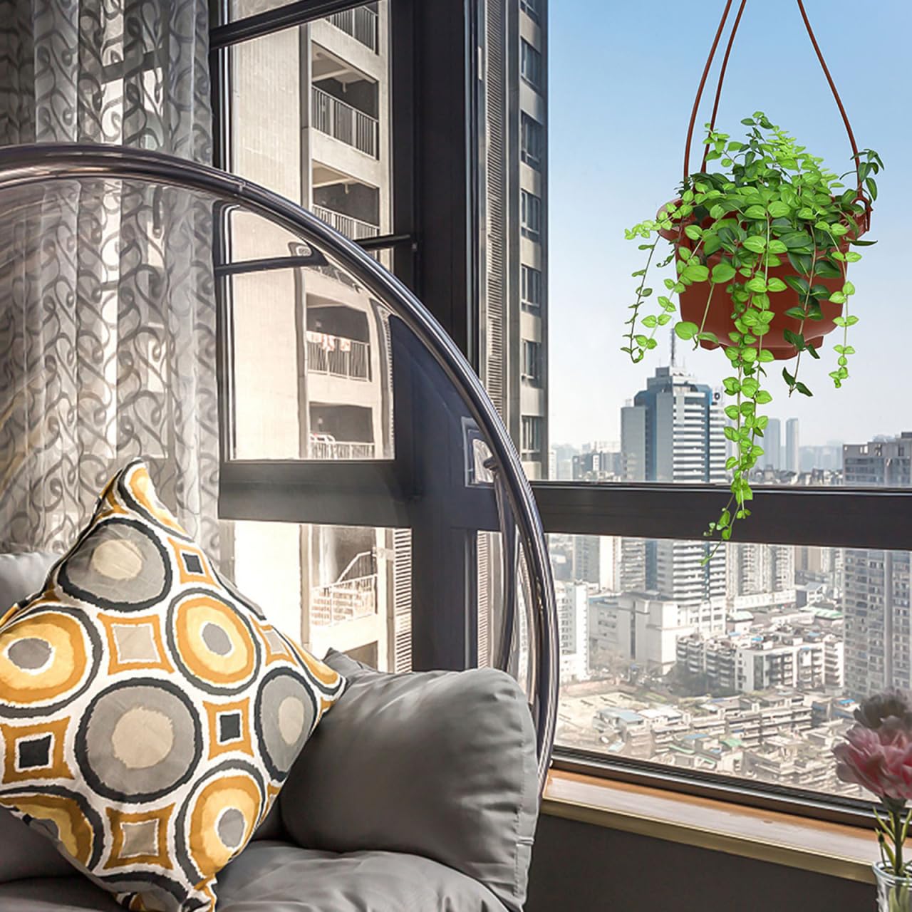Sosoport Hanging Flower Pots 10 Pack Plastic Planters with Hooks 11.81X3.85X2.36 Inch Space-Saving Indoor Outdoor Balcony Garden Plant Containers