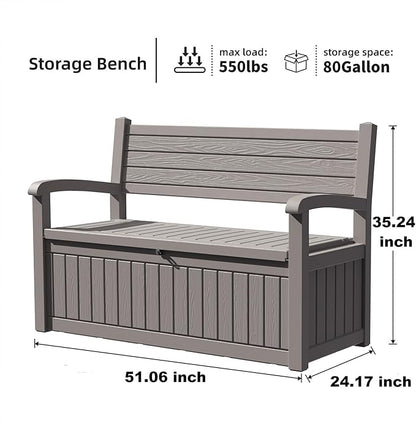 DRATO 75 Gallon Storage Bench Deck Box Outdoor Indoor,Lockable Durable All-Weather Seating with Hidden Storage,Deck Storage for Garden, Pool, Patio