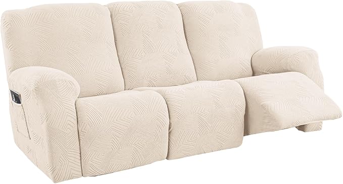 5-Piece Recliner Sofa Covers, Stretch Geometric Strokes Jacquard Recliner Sofa