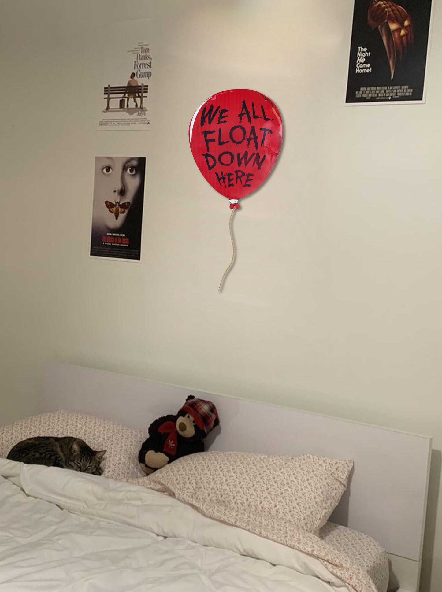 Flinelife We All Float Down Here Horror Decor,16x12,The Clown Balloon Hanging Sign - Perfect For Horror Movie Fans