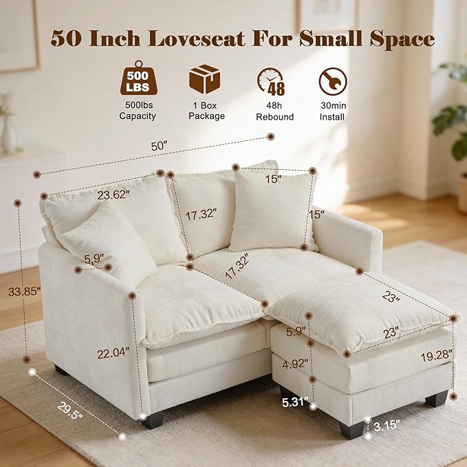 Loveseat Sofa with Ottoman