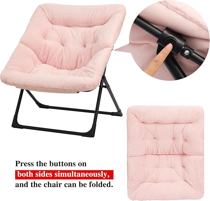 Comfy Saucer Chair for Adults, Soft Faux Fur Bedroom Chair