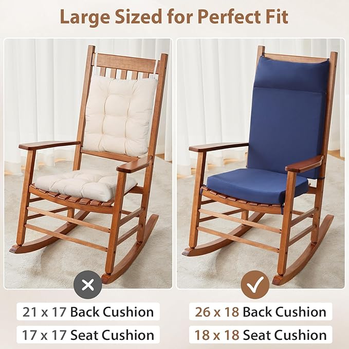 Waterproof Rocking Chair Cushions Outdoor & Indoor, Wooden Rocking Chair Pads