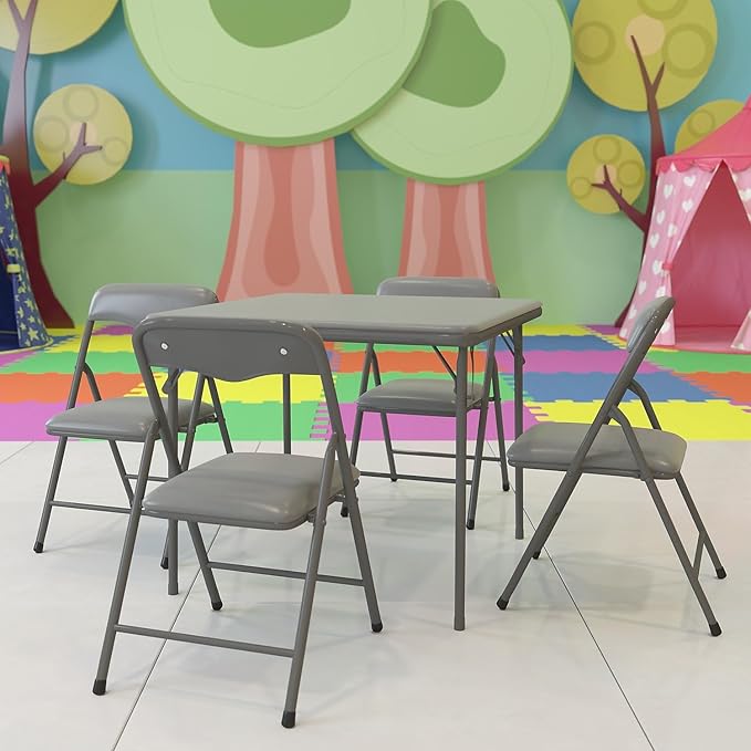 Flash Furniture Mindy Kids 5-Piece Folding Square Table and Chairs Set