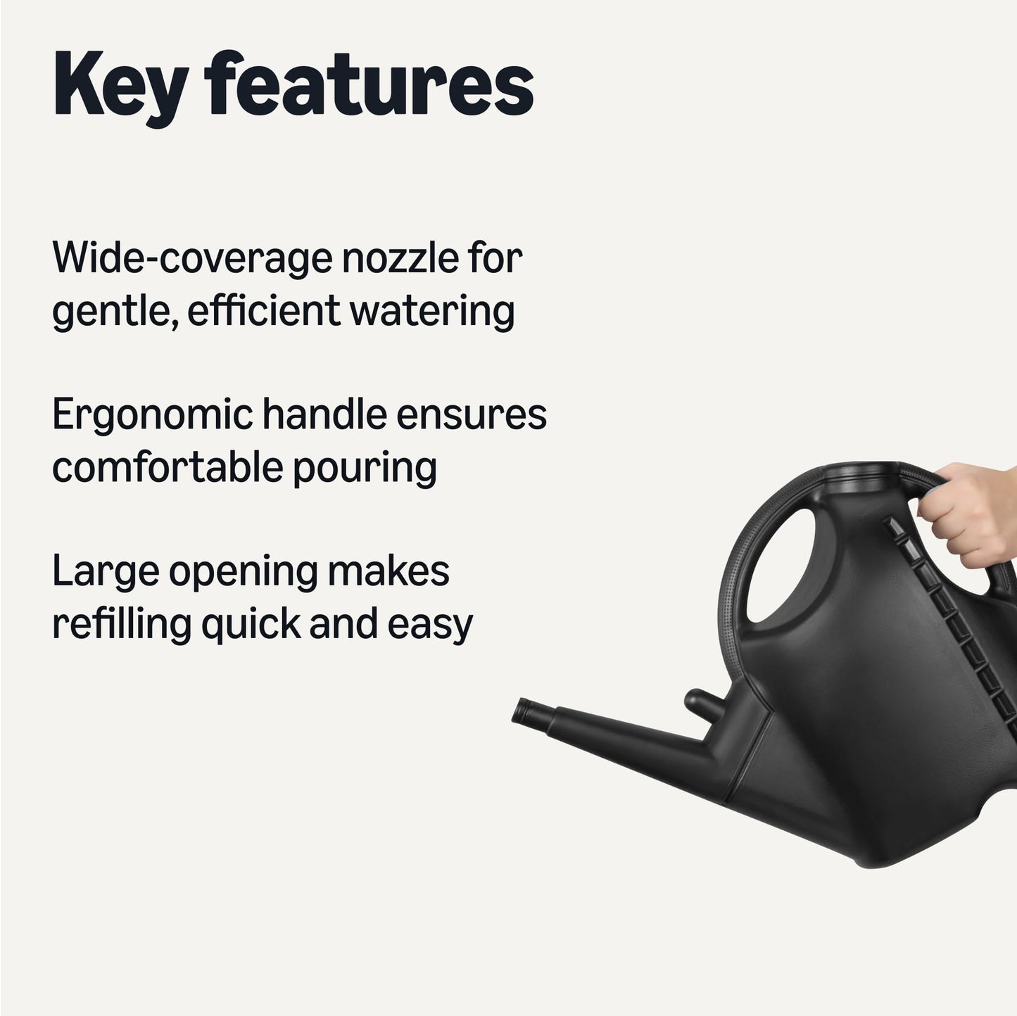 Amazon Basics, Watering Can, Black, 2.64 Gallon Capacity