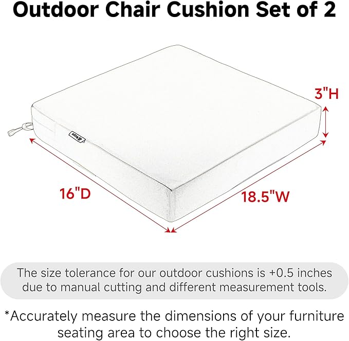 Favoyard Patio Chair Cushions 18.5 x 16 x 3 Inch Waterproof Outdoor Seat
