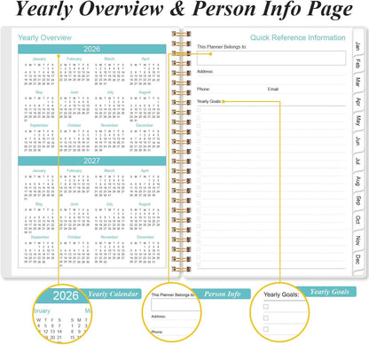 2026 Appointment Book & Planner - 2026 Daily Hourly Planner from January 2026 - December 2026, Weekly Appointment Book with 30-Minute Interval, Medium 6.4" x 8.5", Blue Leaf Flower