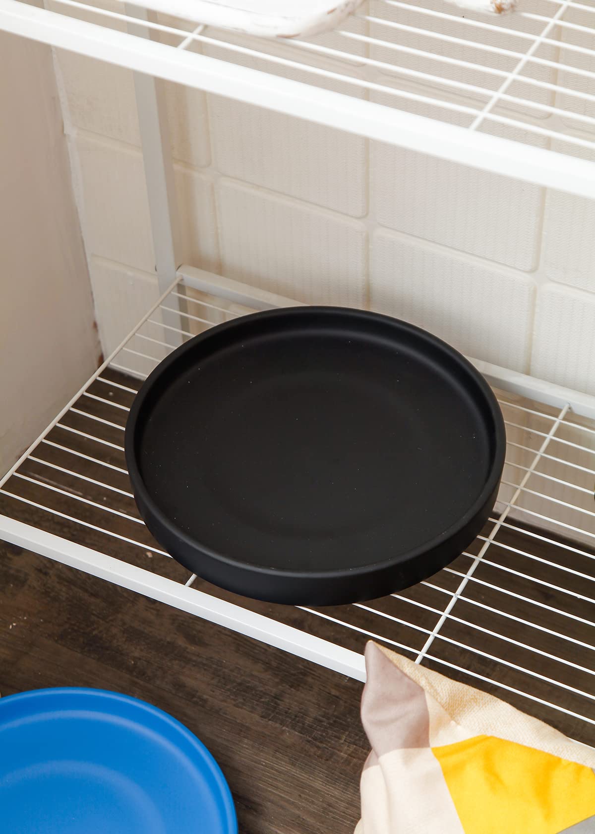 Woiida 12 Inch Ceramic Saucer - Ceramic Drainage Tray for Plant Pot (Matte Black)