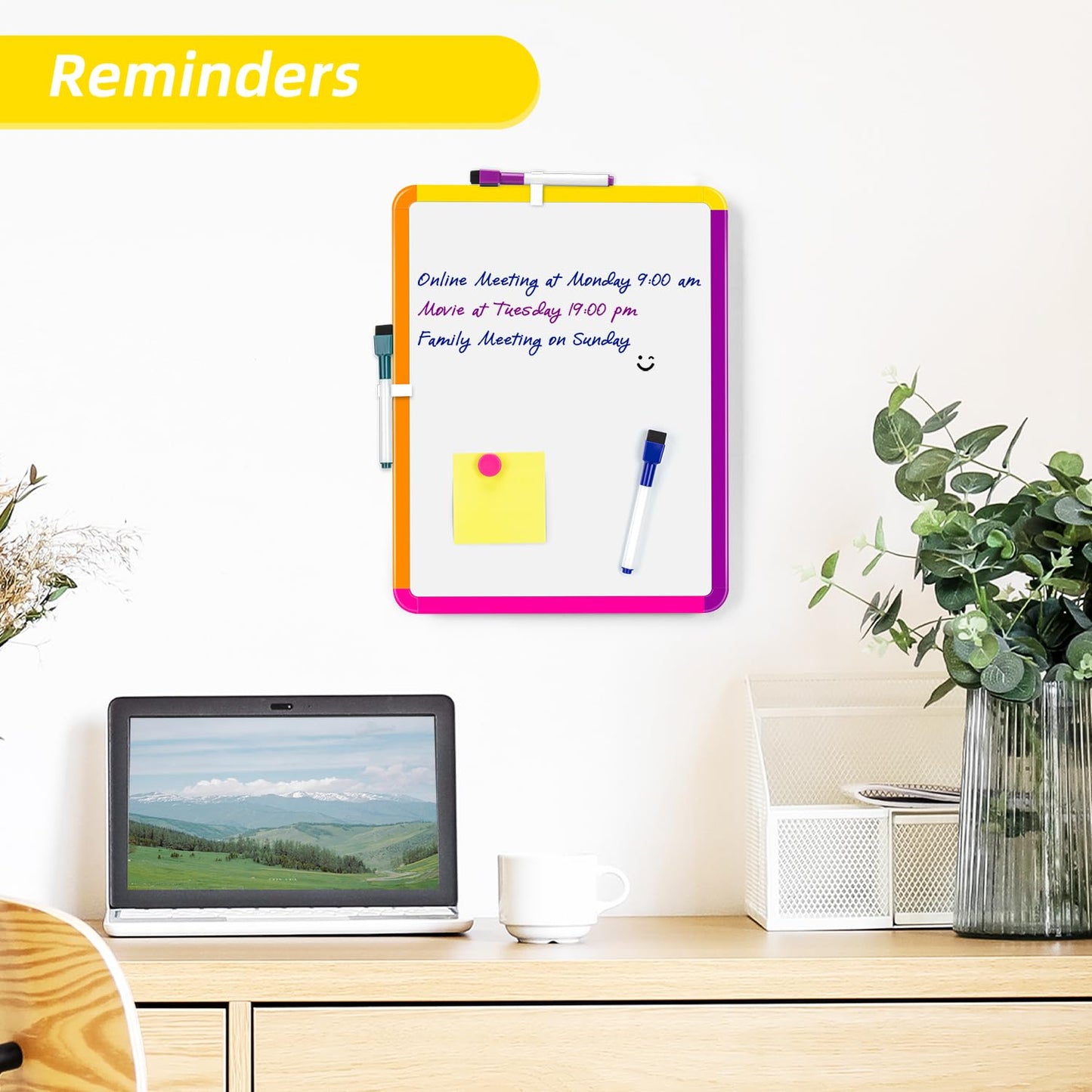 VUSIGN Small White Board Dry Erase, 11''x14'' Magnetic Dry Erase Board, Mini Whiteboard with Markers for Fridge, Wall, Locker