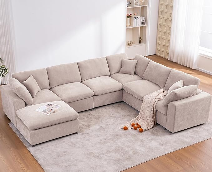 Oversized Modular Sectional Sofa Couch, Large 7 Seater Corner Sofa Modern U