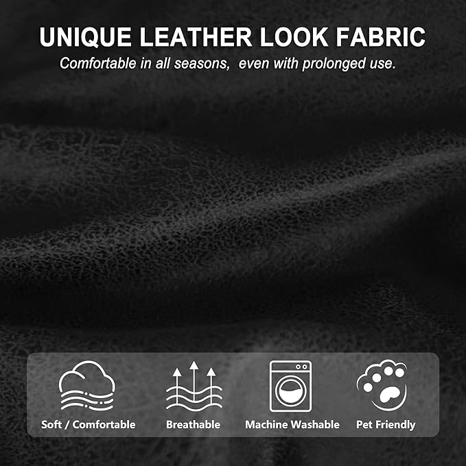 ANARACHON Leather Look Loveseat Recliner Cover, 6-Pieces Stretch Dual Recliner