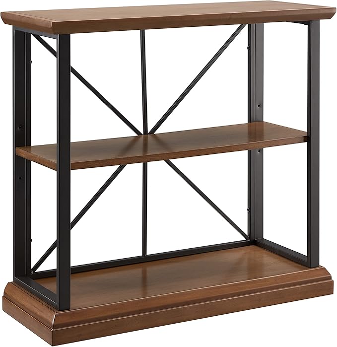 Leick Home Finnick Mixed Metal Bookshelf, 2 Shelves, Easy Assembly,