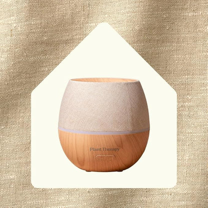 Plant Therapy Home Drift Linen Essential Oil Diffuser, Stylish Linen Cover Adds a Soft, Natural Touch to Any Space, Intermittent & Continuous Mist, Color-Changing Light, 320 Square Feet Coverage