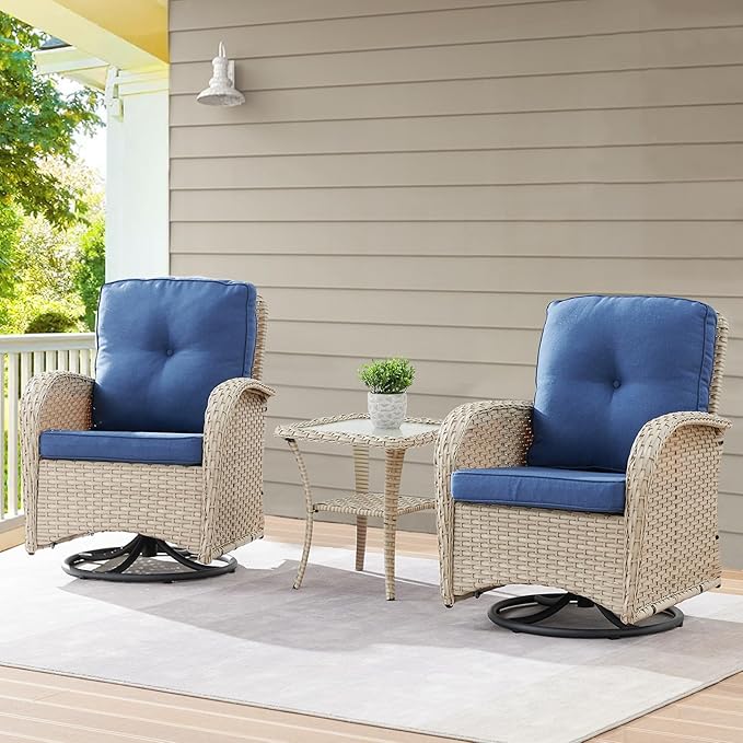 Belord Patio Wicker Chairs Swivel Rocker