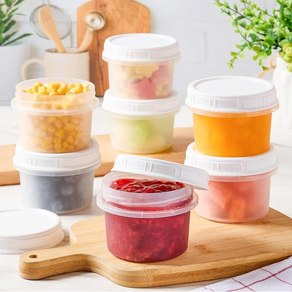 TUZAZO 12 Pack - 8 Oz Food Storage Containers with Screw Lids, Airtight Plastic Small Freezer Storage Container for Ice Cream, Overnight Oats, Snack, Soup, Portion and Meal Prep Container