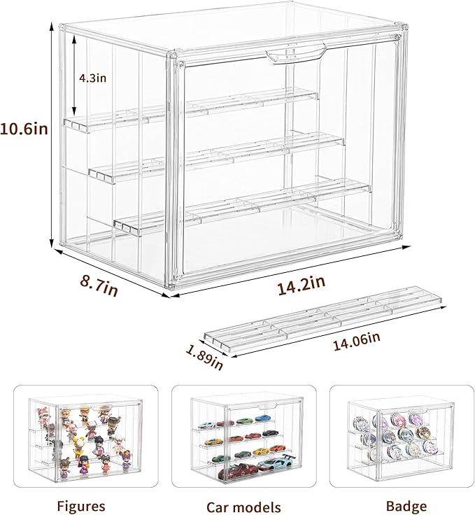 Display Case for Collectibles 4 Layer Updated Adjustable Acrylic Display Case