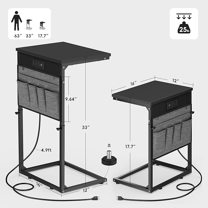 Vagusicc C Shaped End Table