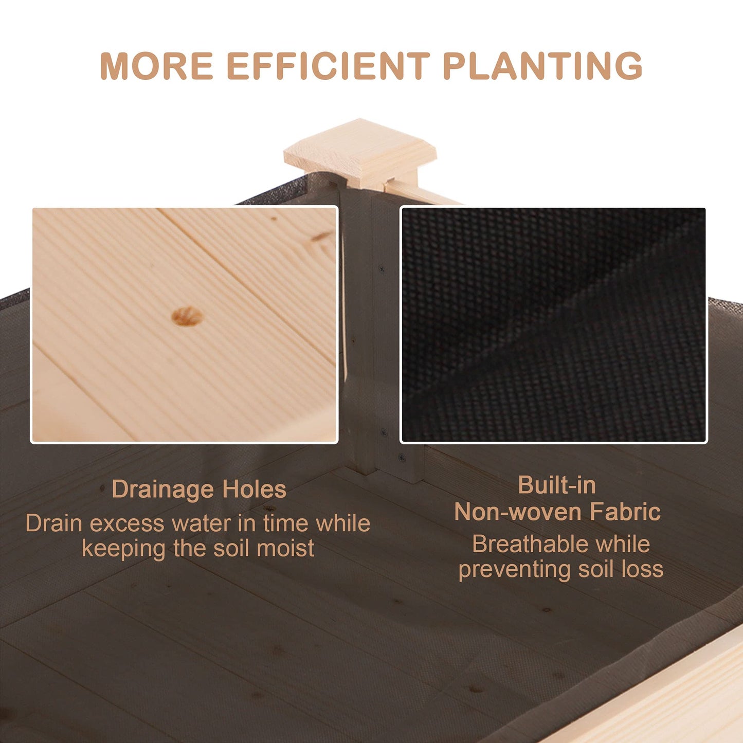 Outsunny Raised Garden Bed with Legs, 48" x 22" x 30", Elevated Wooden Planter Box, Self-Draining with Bed Liner for Vegetables, Herbs, and Flowers Backyard, Patio, Balcony Use, Natural