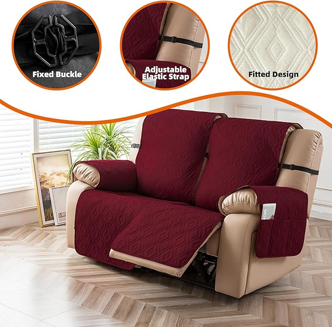 Genina Waterproof Loveseat Recliner Cover Non-Slip, Sofa Cover