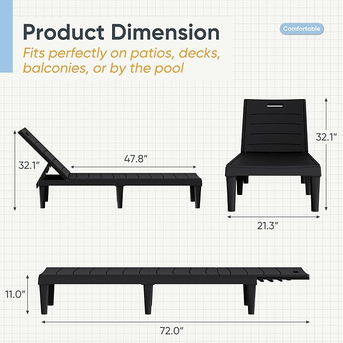 Greesum Outdoor Chaise Lounge Chairs Set of 2
