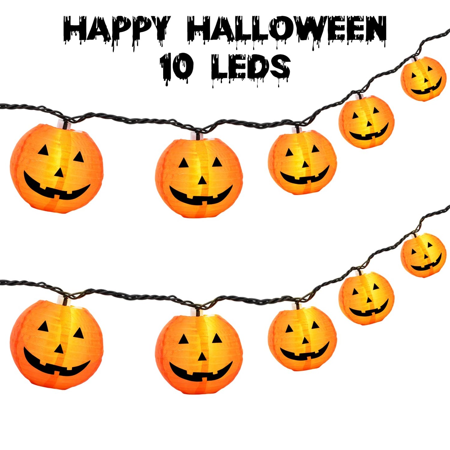 PASUTO Halloween Decorations Light Halloween Pumpkin Lantern String Lights, 10 Pack Jack O Lanterns Pumpkins Lights Plug in, 8.5FT Mini Pumpkin Light Connectable Indoor/Outdoor Halloweens Decorations
